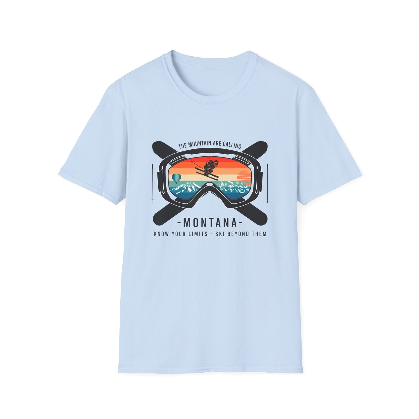 Epic Montana Ski Goggles T-Shirt - Vintage Sunset Mountain Adventure Tee for Skiers & Winter Sports Fans | The Mountain Are Calling