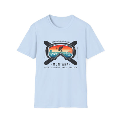 Epic Montana Ski Goggles T-Shirt - Vintage Sunset Mountain Adventure Tee for Skiers & Winter Sports Fans | The Mountain Are Calling