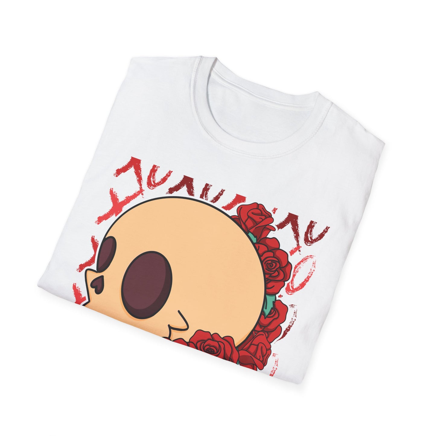 Charming XOXO Skull & Roses T-Shirt | Sweet Gothic Love Tee | Unique Edgy Romantic Print-on-Demand Apparel Gift