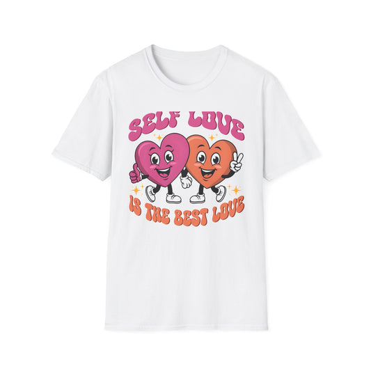 Self Love Is The Best Love T-Shirt | Groovy Cartoon Hearts Tee | Empowering Positive Vibes & Retro Style Gift for Her