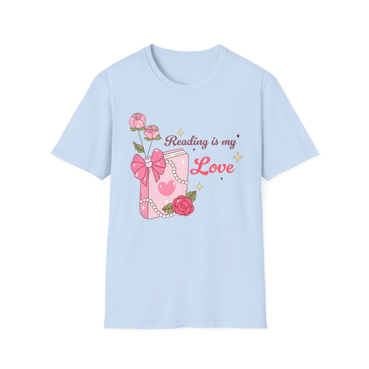 Enchanting "Reading is my Love" T-Shirt for Bookworms | Cute Pink Book & Roses Tee | Ultimate Gift for Avid Readers