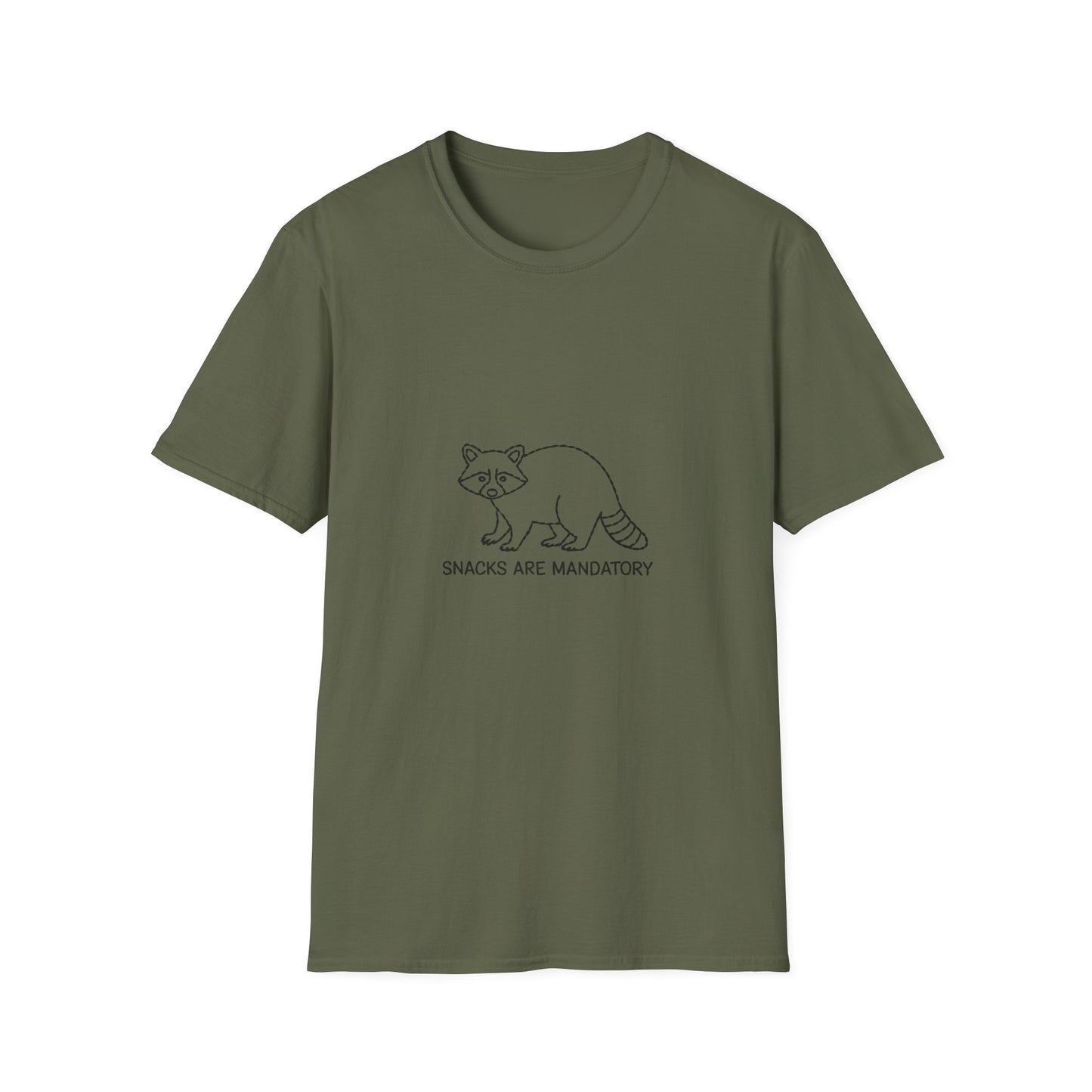 Hilarious Raccoon "Snacks Are Mandatory" T-Shirt | Funny Food Lover Tee | Cute Animal Gift