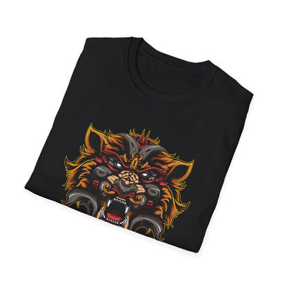 Fierce Mythic Cyber Warrior T-Shirt: Epic Japanese Beast Graphic Tee | Unleash Power & Style for Gamers & Streetwear