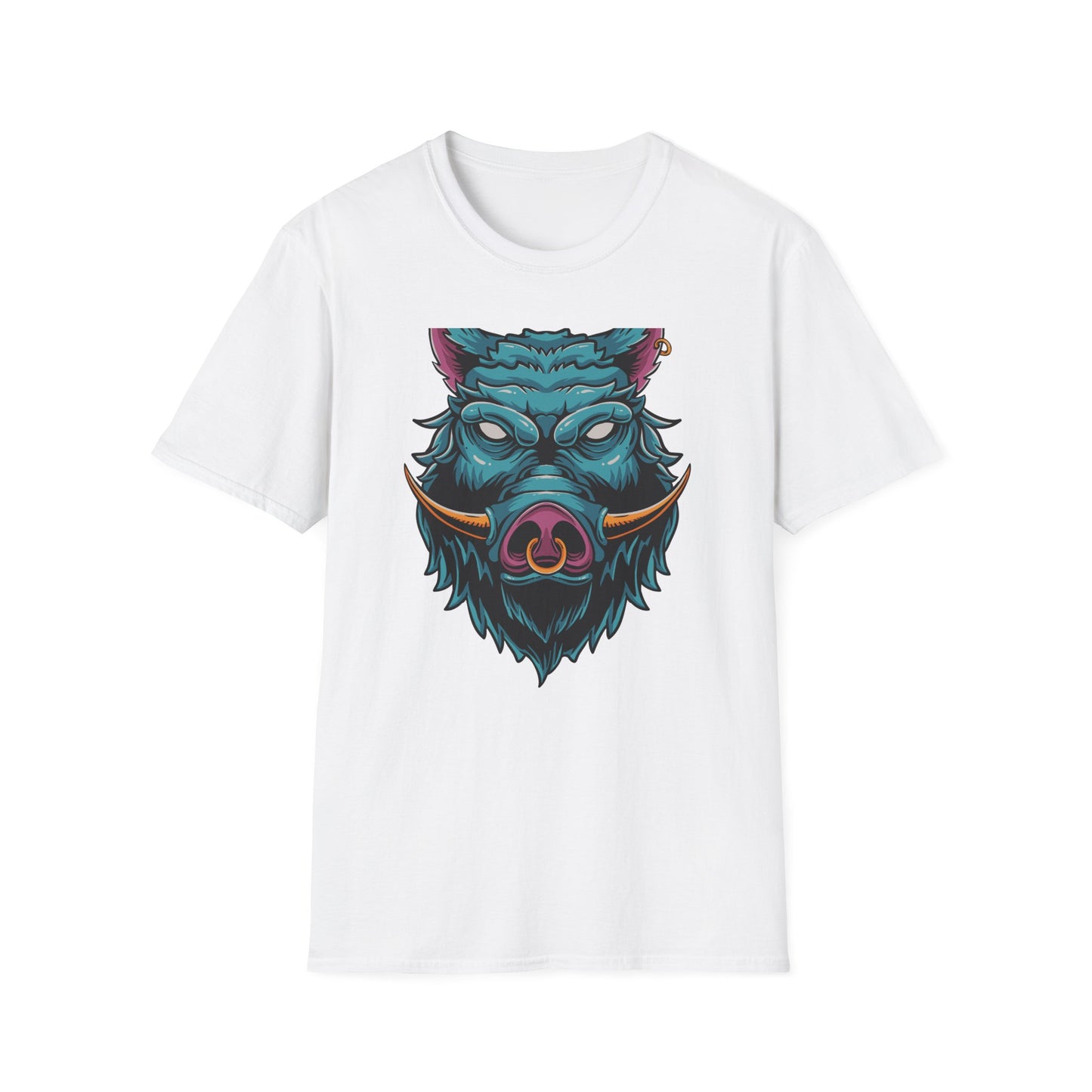 Fierce Wild Boar T-Shirt | Mystic Cyberpunk Hog Head Tee | Bold Streetwear Animal Art | Unique Tattoo Style Gift