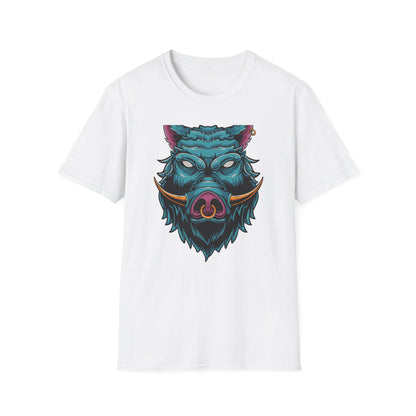 Fierce Wild Boar T-Shirt | Mystic Cyberpunk Hog Head Tee | Bold Streetwear Animal Art | Unique Tattoo Style Gift