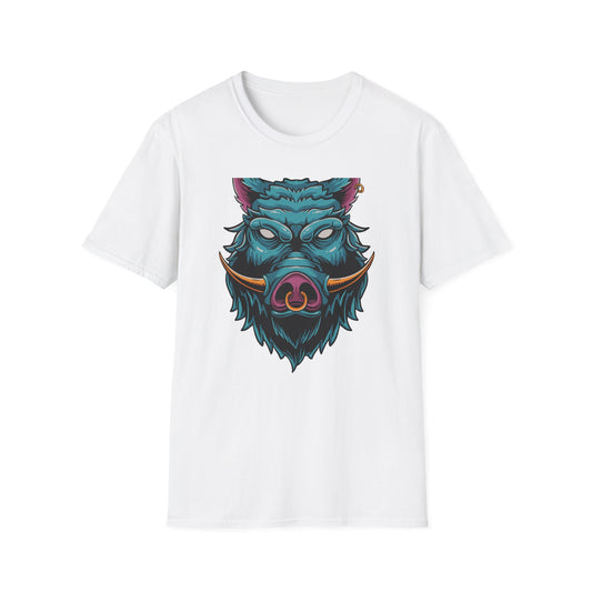 Fierce Wild Boar T-Shirt | Mystic Cyberpunk Hog Head Tee | Bold Streetwear Animal Art | Unique Tattoo Style Gift