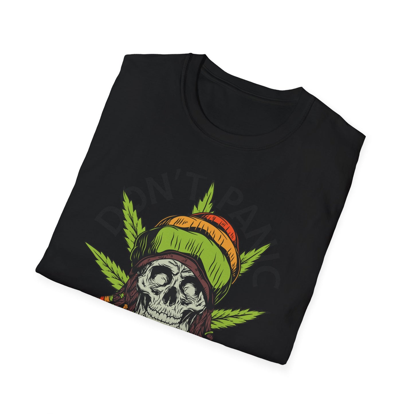 Don't Panic It's Organic Rasta Skull T-Shirt - Chill Cannabis Reggae Tee | Unique Stoner Gift for Him/Her