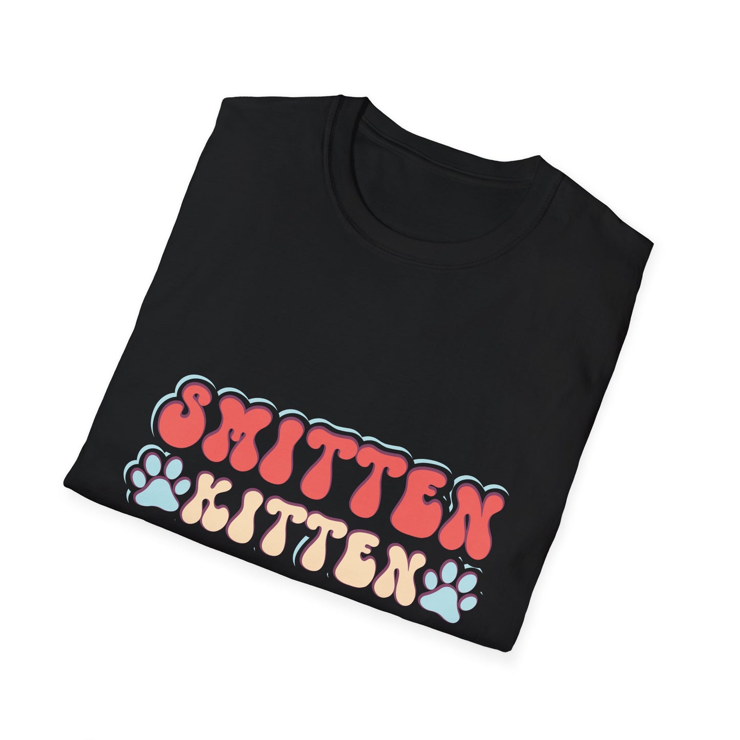 Adorable Smitten Kitten T-Shirt | Groovy Retro Paw Print Cat Lover Tee | Trendy Pet Mom Gift