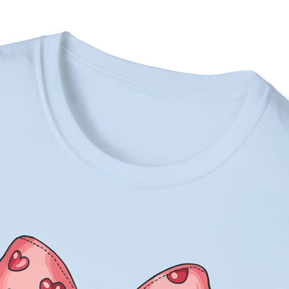 Sweet Mosaic Heart & Pink Bow T-Shirt | Adorable Valentine's Day Gift for Her | Unique Love Design