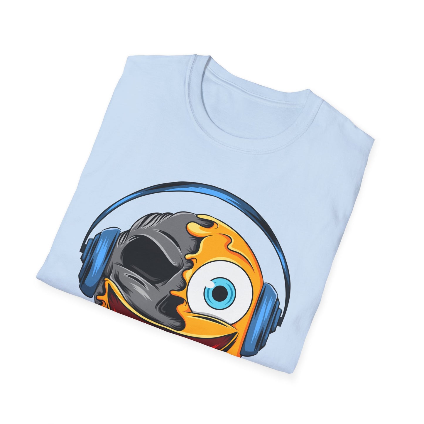 Mind-Blowing Melting Emoji Skull Headphones T-Shirt - Awesome Music Lover DJ Rave Tee