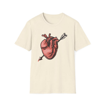 Bold Anatomical Heart & Arrow Pierced T-Shirt | Unique Love & Vulnerability Tee | Edgy Valentine Gift