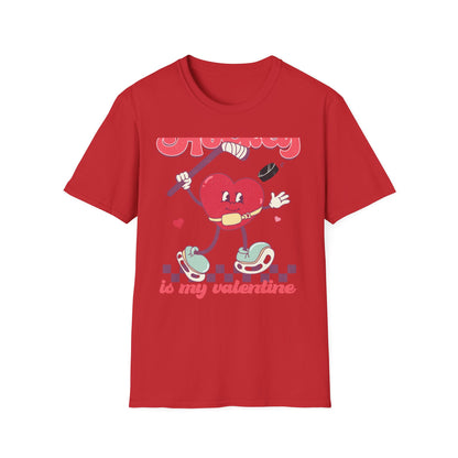 Groovy "Hockey Is My Valentine" T-Shirt | Retro Heart Hockey Lover Tee | Vintage Valentine's Day Sports Fan Gift