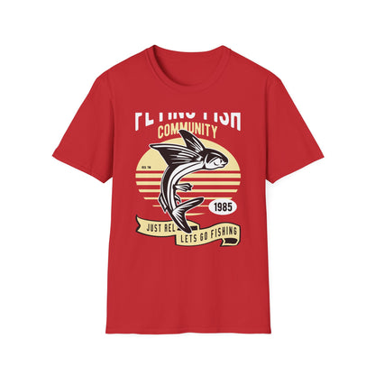Classic Fishing Contest Community T-Shirt | Just Relax Let's Go Fishing Tee | Retro Jumping Fish Angler Apparel Gift