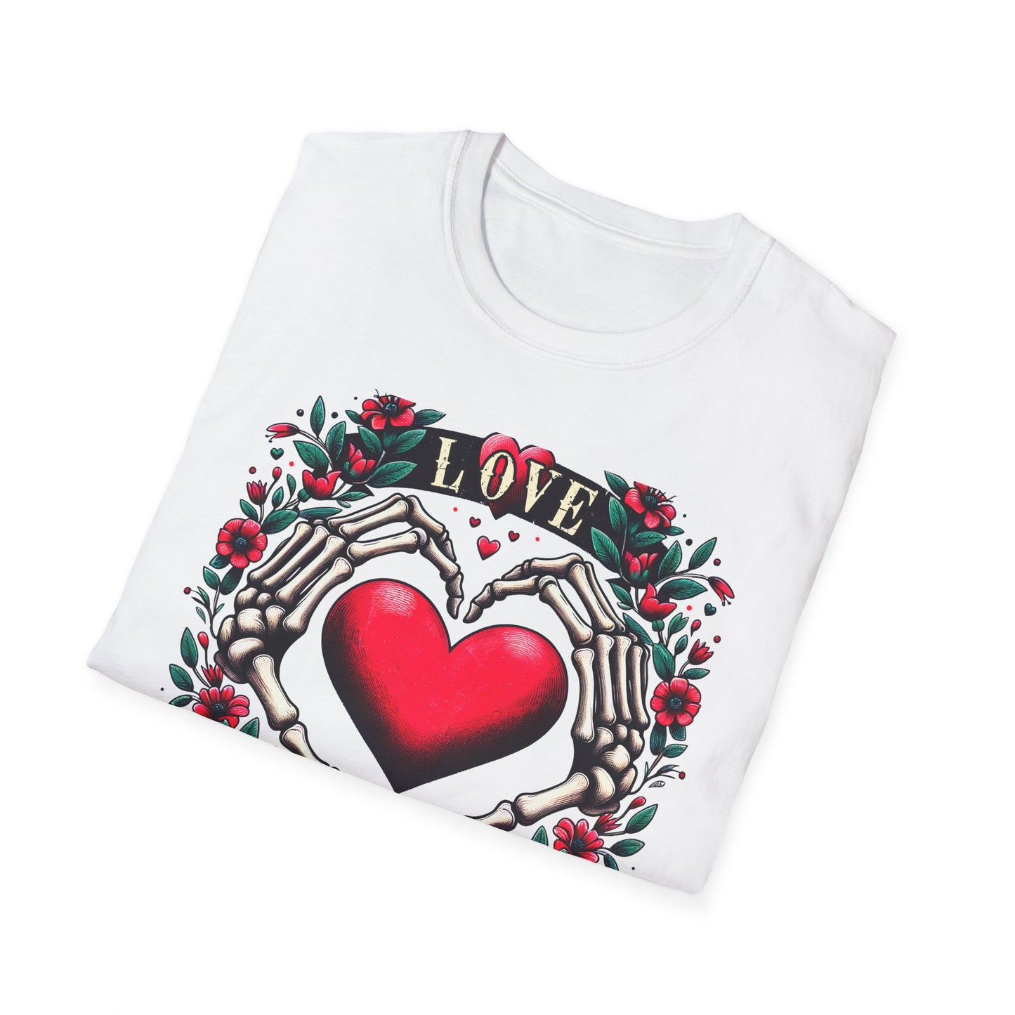 Stunning Love Forever Skeleton Hands Heart T-Shirt | Gothic Romance Till Death Do Us Part Tee | Unique Couple's Gift