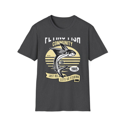 Classic Fishing Contest Community T-Shirt | Just Relax Let's Go Fishing Tee | Retro Jumping Fish Angler Apparel Gift