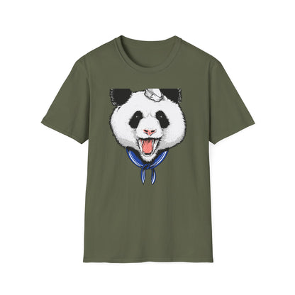 Fierce Sailor Panda T-Shirt | Unique Nautical Roaring Animal Graphic Tee for Bold Style
