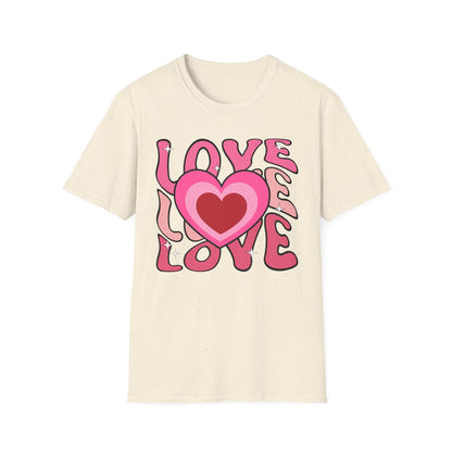 Groovy Pink Love Heart T-Shirt | Retro Y2K Sparkle Tee | Adorable Valentine's Day Gift for Her & Him