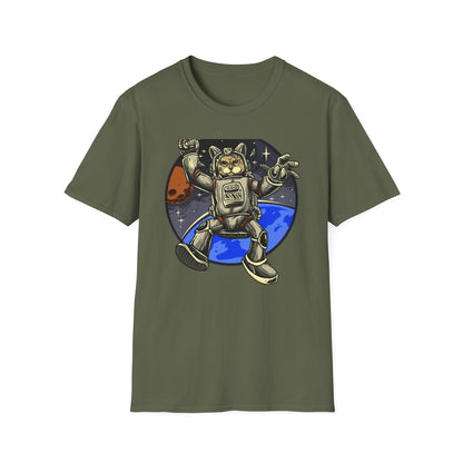 Gravity-Defying Astronaut Cat T-Shirt | Grumpy Space Kitty Tee | Unique Sci-Fi Animal Lover Gift