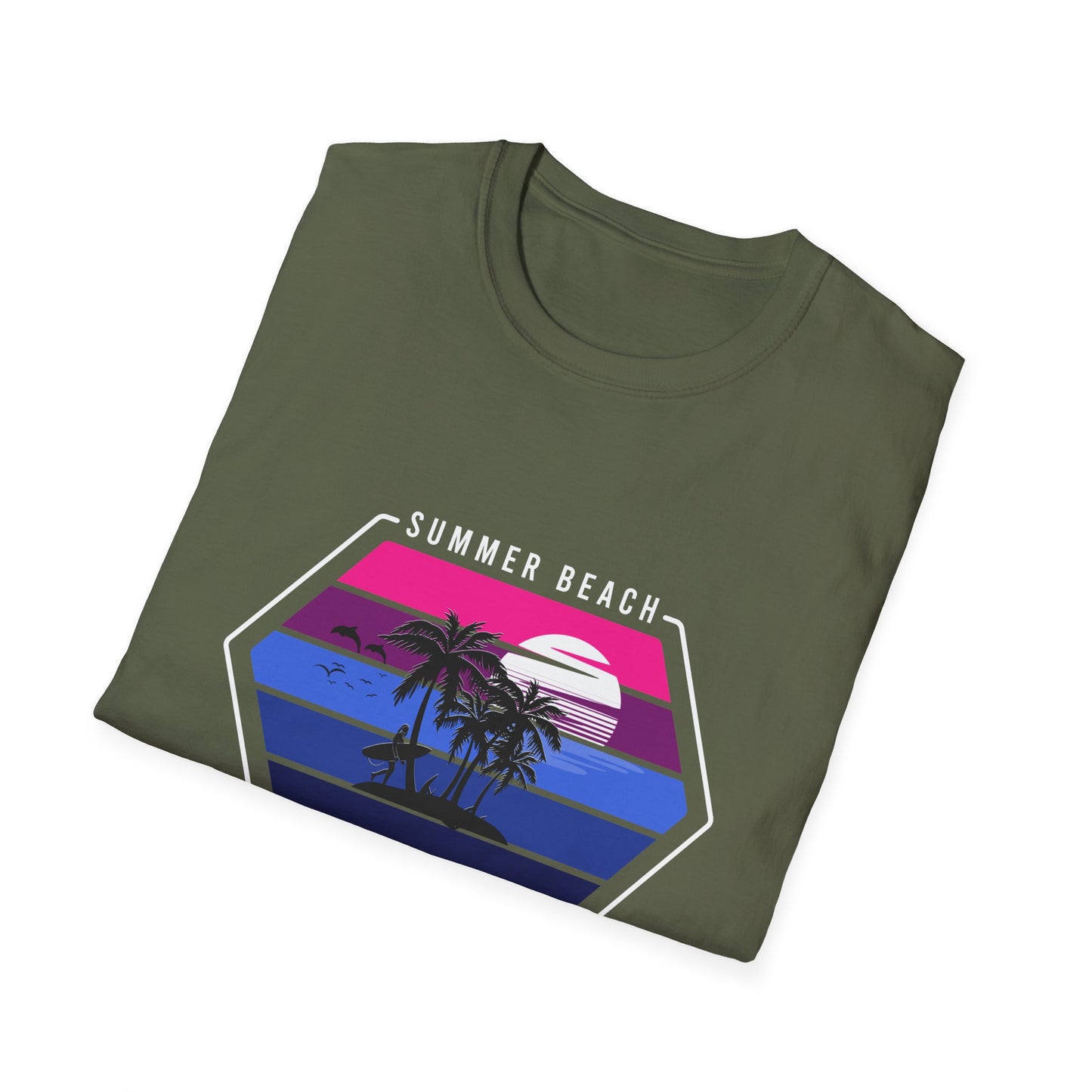 Vibrant Retro Sunset Surfer T-Shirt | Ultimate Beach Paradise Vacation Tee for Summer Lovers