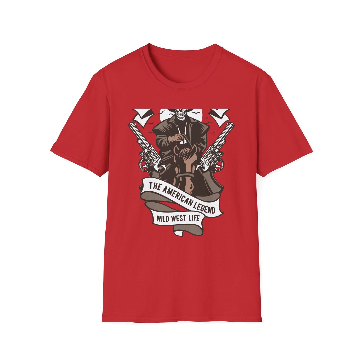 Legendary Wild West Skeleton Cowboy T-Shirt - Iconic American Legend & Vintage Outlaw Rider Tee for Men, Epic Western Culture Fan Gift