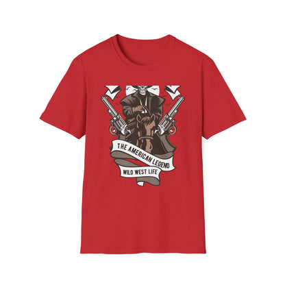 Legendary Wild West Skeleton Cowboy T-Shirt - Iconic American Legend & Vintage Outlaw Rider Tee for Men, Epic Western Culture Fan Gift