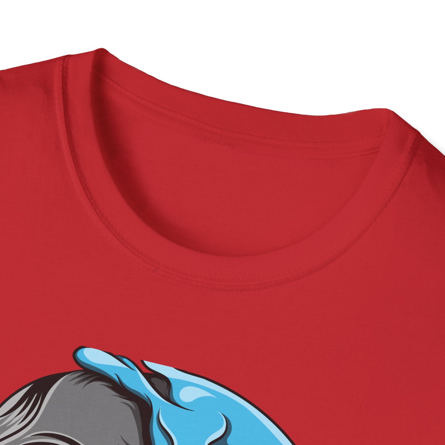 Epic Melting Skull & Blue Cartoon Split Face T-Shirt | Unique Edgy Graphic Tee for Streetwear & Art Lovers