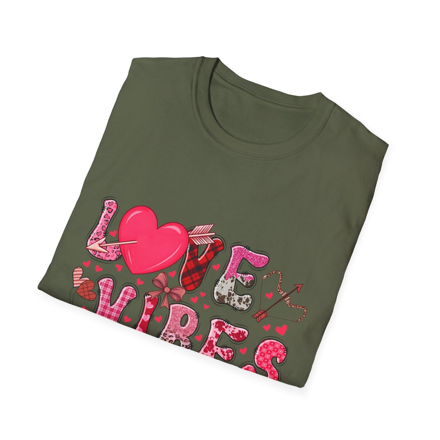 Charming Love Vibes T-Shirt | Trendy Valentine's Day Hearts, Plaid & Leopard Print Tee for Women