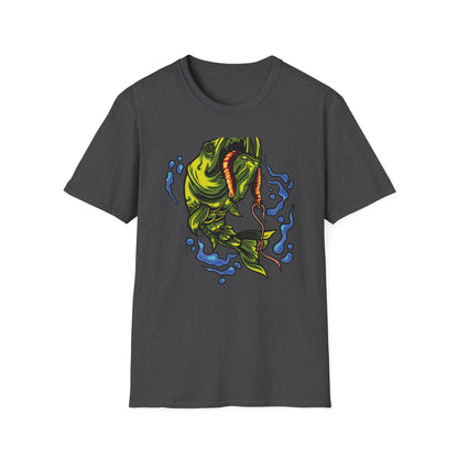 Epic Vicious Fish Strike T-Shirt - Dynamic Angler Graphic Tee with Fishing Bait Design