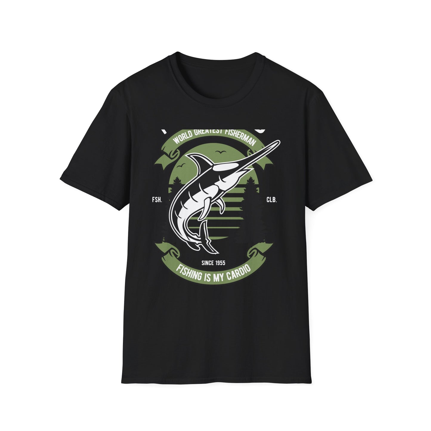 Epic World's Greatest Fisherman Marlin T-Shirt - 'Fishing Is My Cardio' Angler Tee Gift for Dad & Deep Sea Enthusiasts