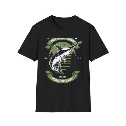 Epic World's Greatest Fisherman Marlin T-Shirt - 'Fishing Is My Cardio' Angler Tee Gift for Dad & Deep Sea Enthusiasts