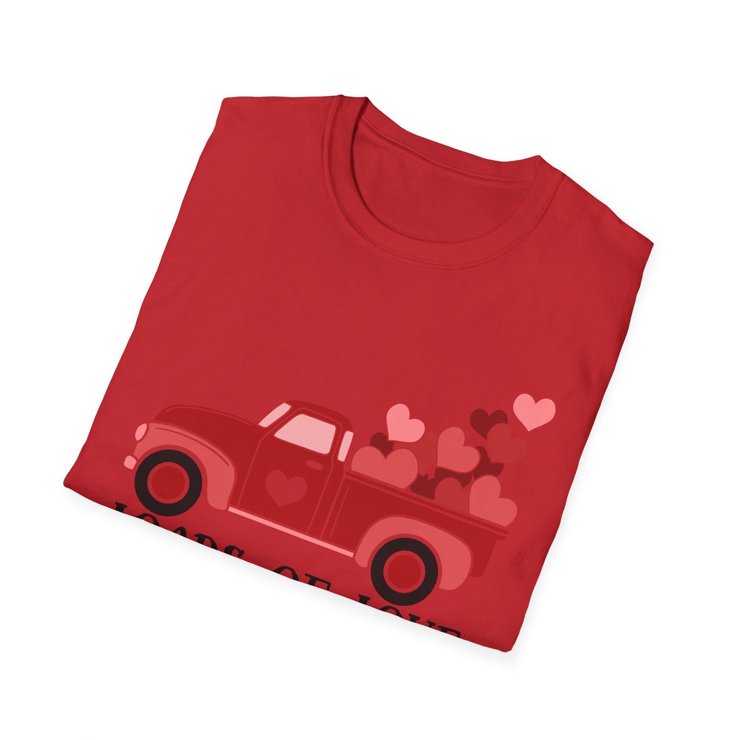 Charming Red Pickup Truck Hearts T-Shirt | Sweet Love Delivery Valentine's Day Gift Tee for Her & Him