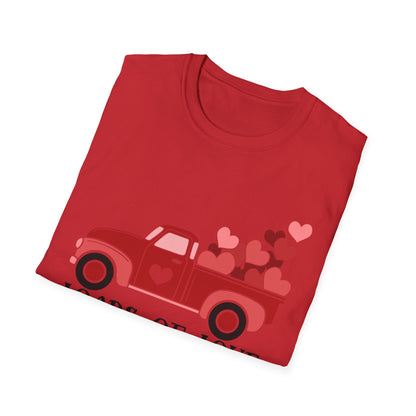 Charming Red Pickup Truck Hearts T-Shirt | Sweet Love Delivery Valentine's Day Gift Tee for Her & Him