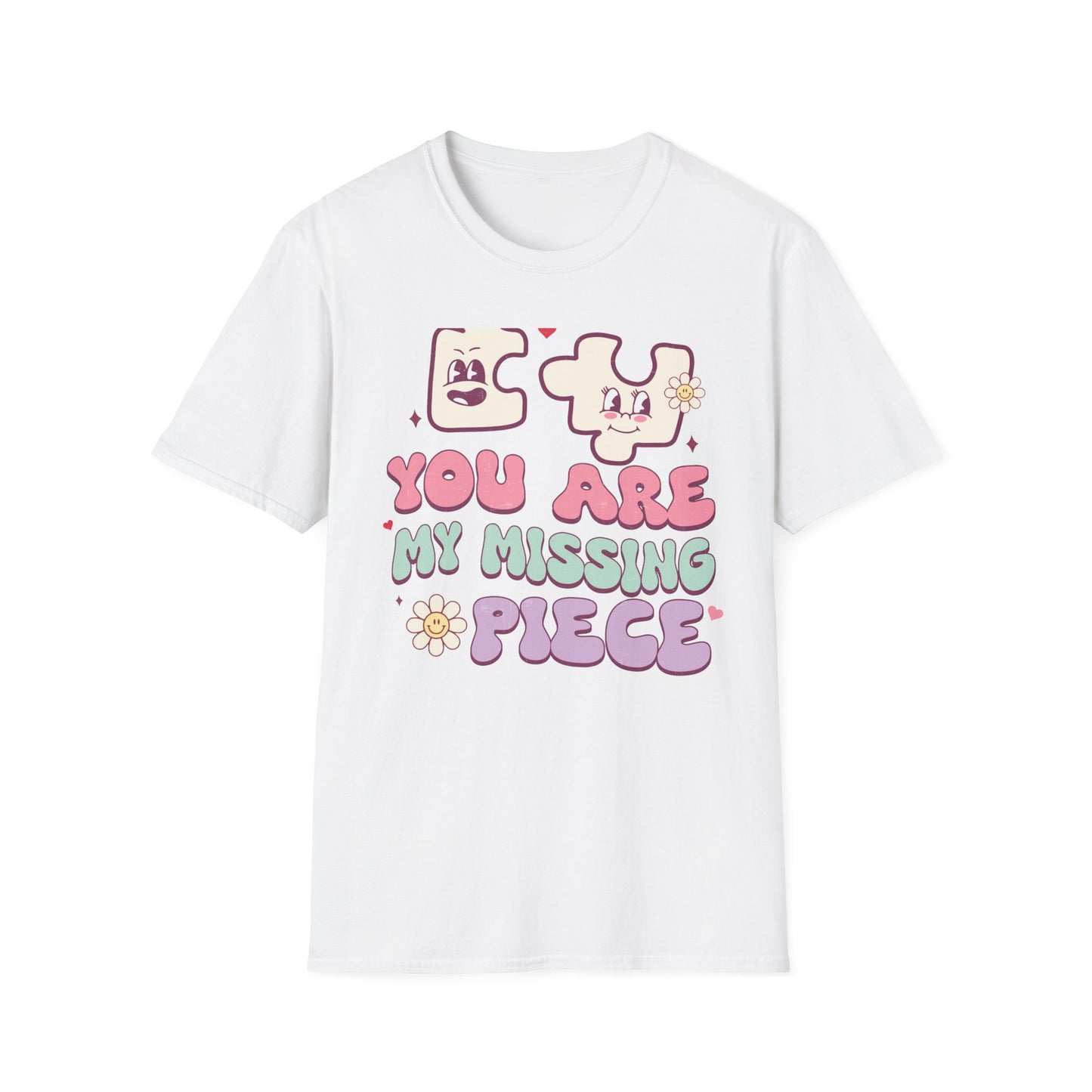 Groovy Retro Missing Piece Puzzle T-Shirt | Adorable Soulmate Couple Love & Valentine's Day Gift