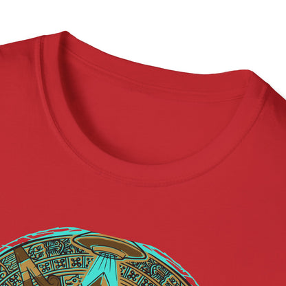 Epic Ancient Aliens T-Shirt: UFO & Pyramids with Aztec Calendar Design | Sci-Fi Mystery & Conspiracy Tee