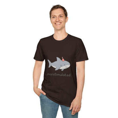 Overstimulated Shark Funny Graphic T-Shirt