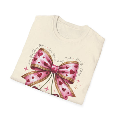 Chic Coquette Cherry Hearts Bow T-Shirt | Adorable Pink Romantic Aesthetic Tee | Sweet Valentine's Day Gift for Her