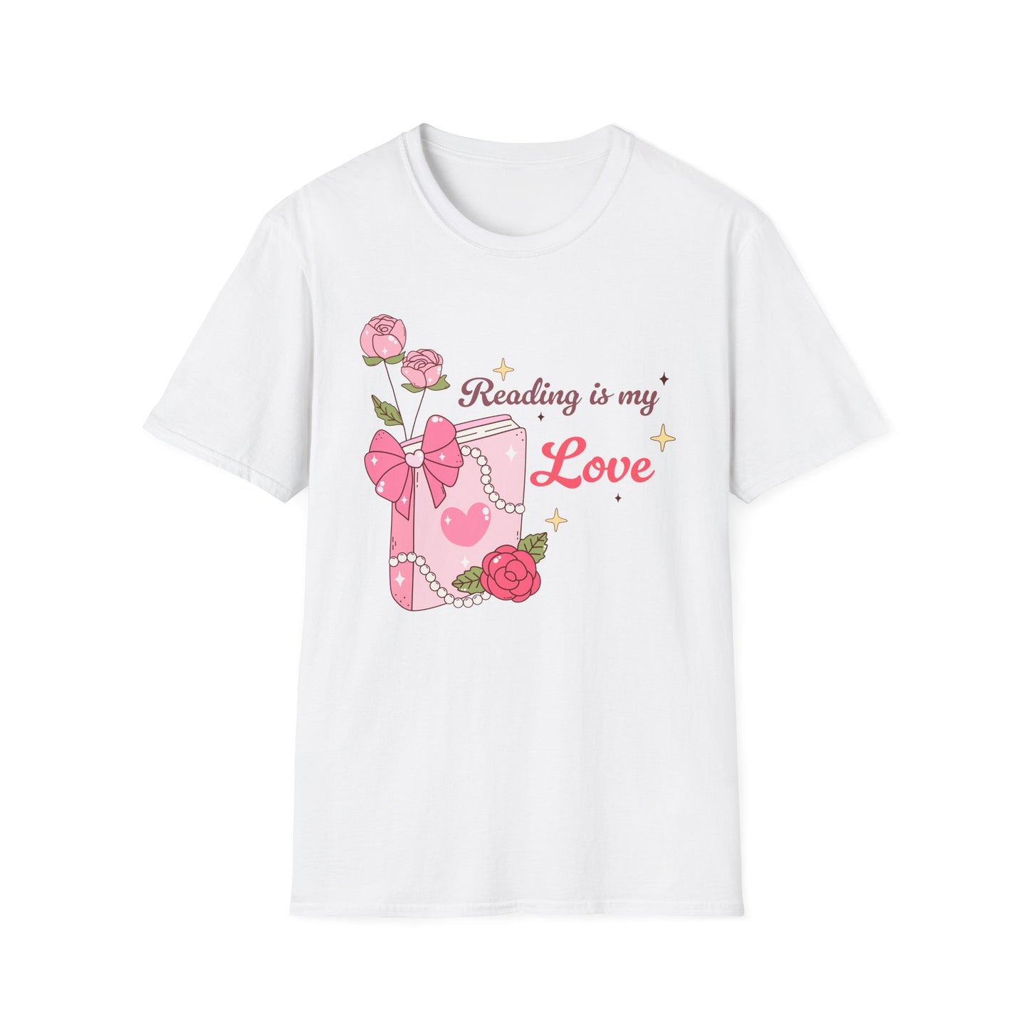 Enchanting "Reading is my Love" T-Shirt for Bookworms | Cute Pink Book & Roses Tee | Ultimate Gift for Avid Readers