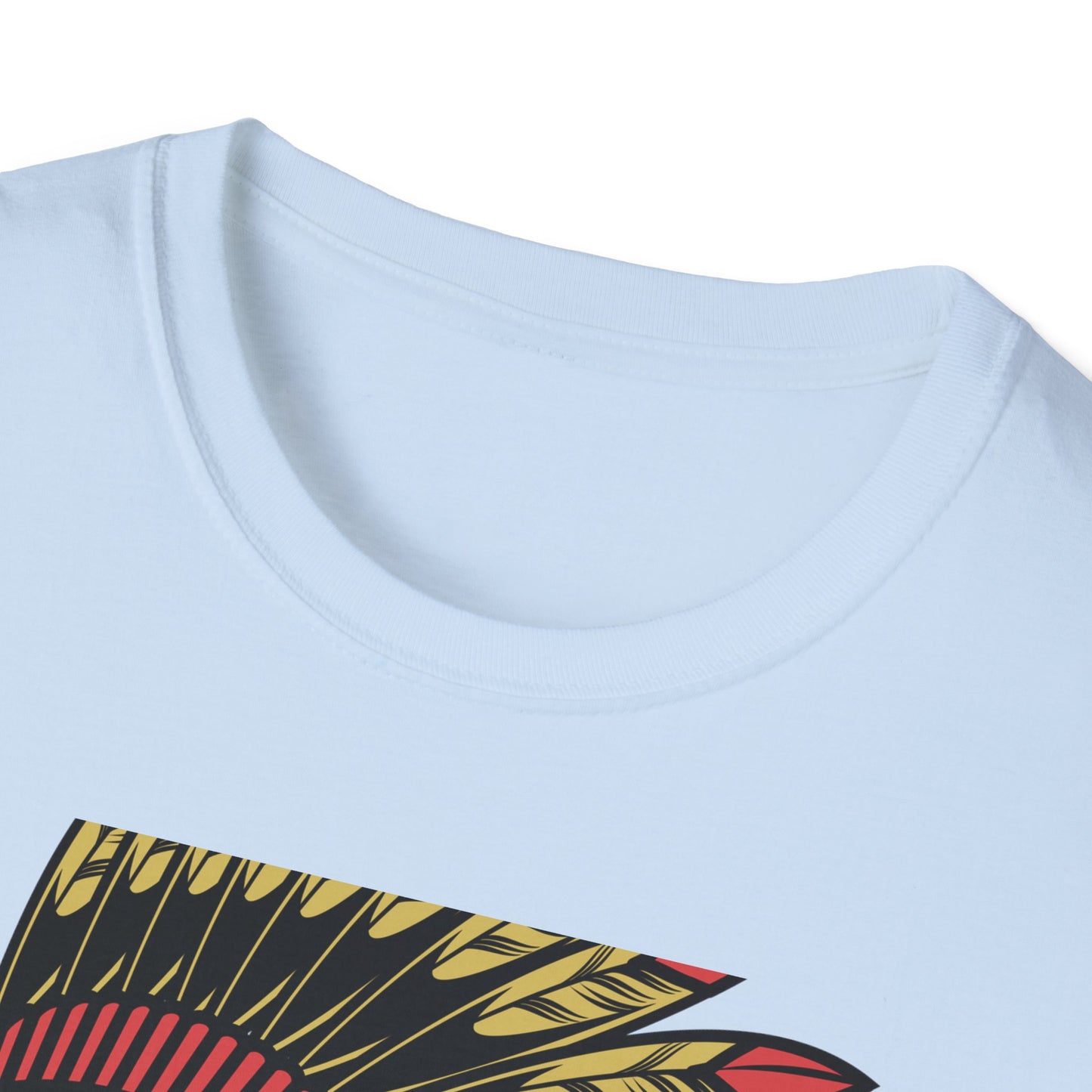 Bold Indigenous Warrior Chief T-Shirt | Majestic Feather Headdress & Tomahawks Tee | Powerful Cultural Design Gift