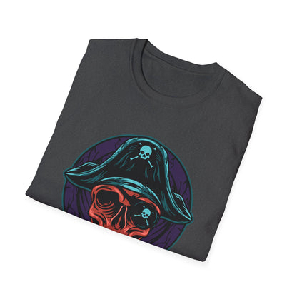 Epic Pirate Skull T-Shirt | Bold Tricorn Hat & Eye Patch Graphic Tee | Unique Adventure Apparel for Pirate Fans