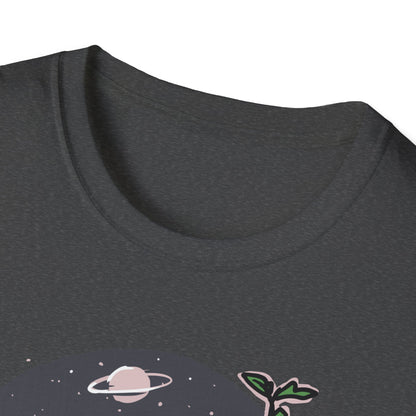 Resilient Space Bloom Astronaut Helmet T-Shirt | Unique Cosmic Growth Graphic Tee for Nature & Sci-Fi Lovers