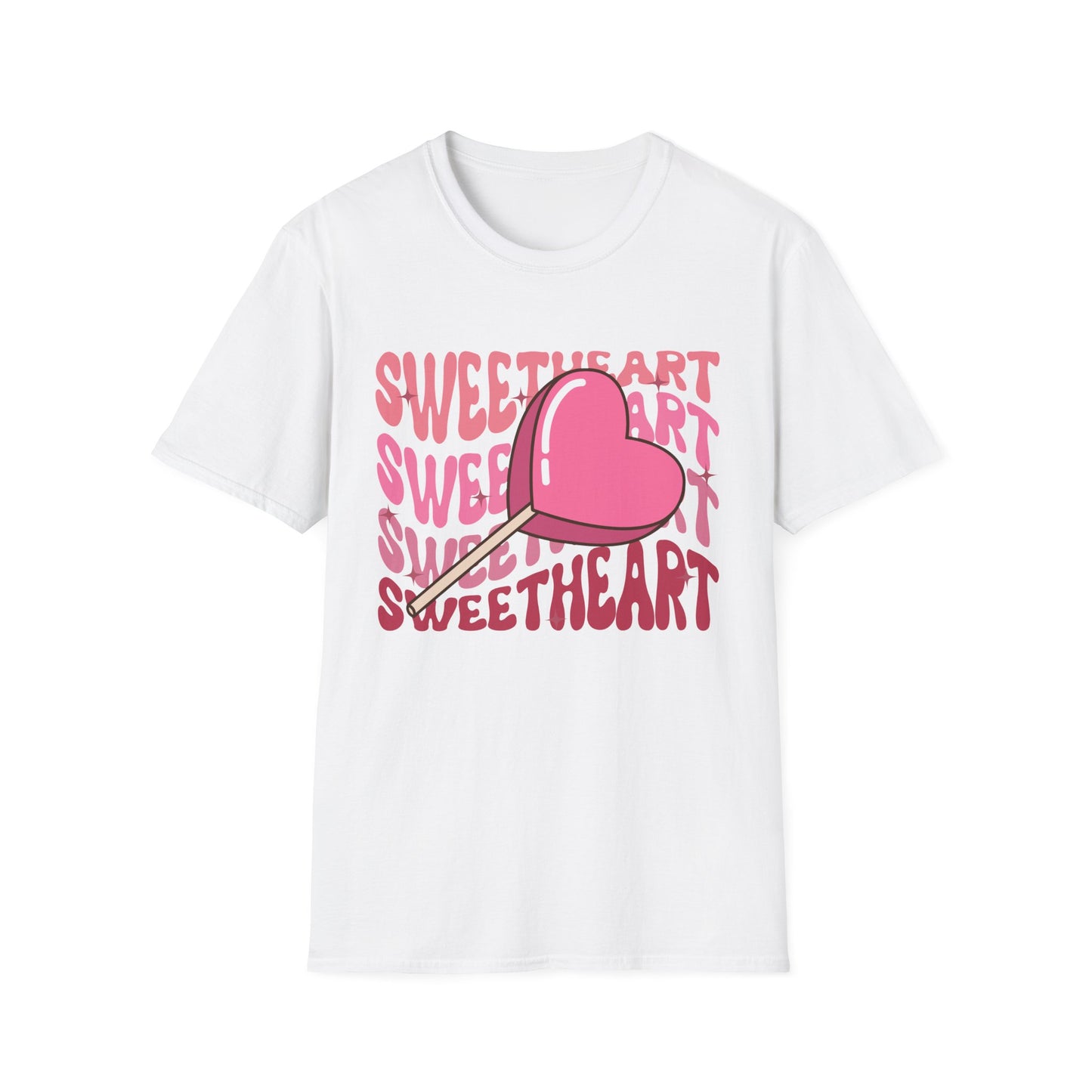 Charming Sweetheart Heart Lollipop T-Shirt - Groovy Retro Valentine's Day Gift for Her!