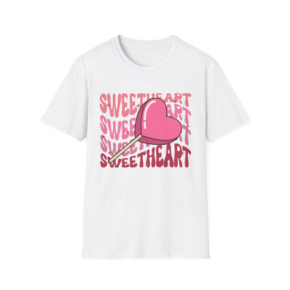 Charming Sweetheart Heart Lollipop T-Shirt - Groovy Retro Valentine's Day Gift for Her!