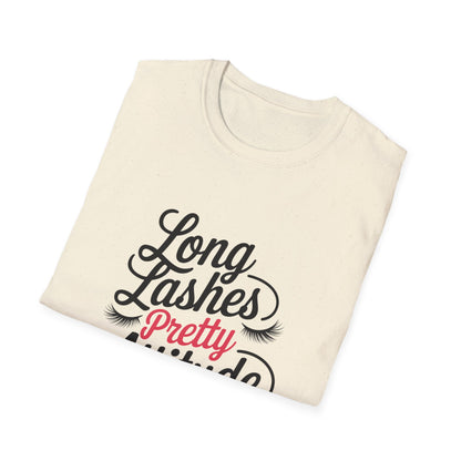 Stunning 'Pretty' Pink Script T-Shirt with Elegant Lashes | Chic Women's Glamour & Beauty Tee | Vibrant Fashion Statement