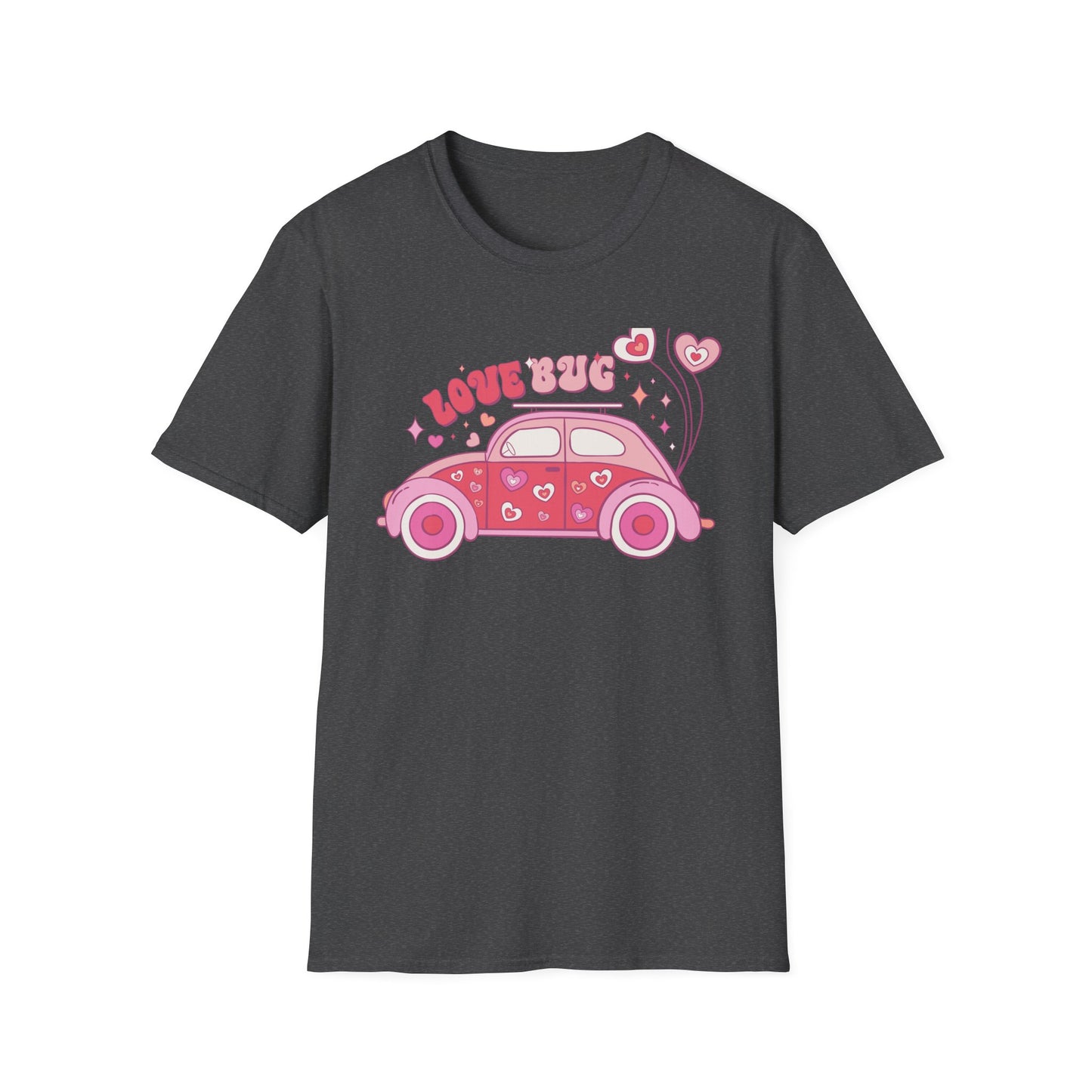 Groovy Love Bug T-Shirt | Adorable Retro Pink VW Beetle & Hearts | Sweet Valentine's Day Gift for Her