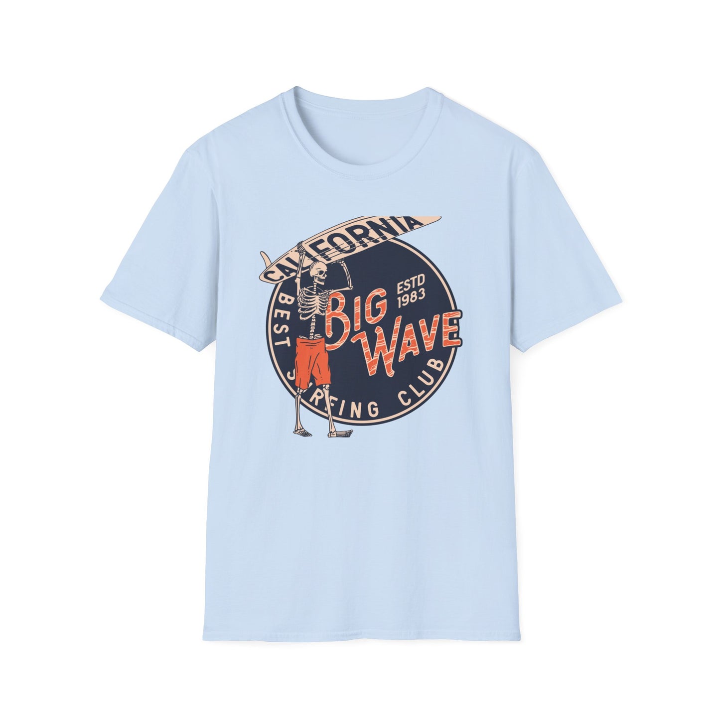 Epic California Big Wave Surfing Club T-Shirt - Vintage Skeleton Surfer Tee for Beach Lovers & Retro Style Fans