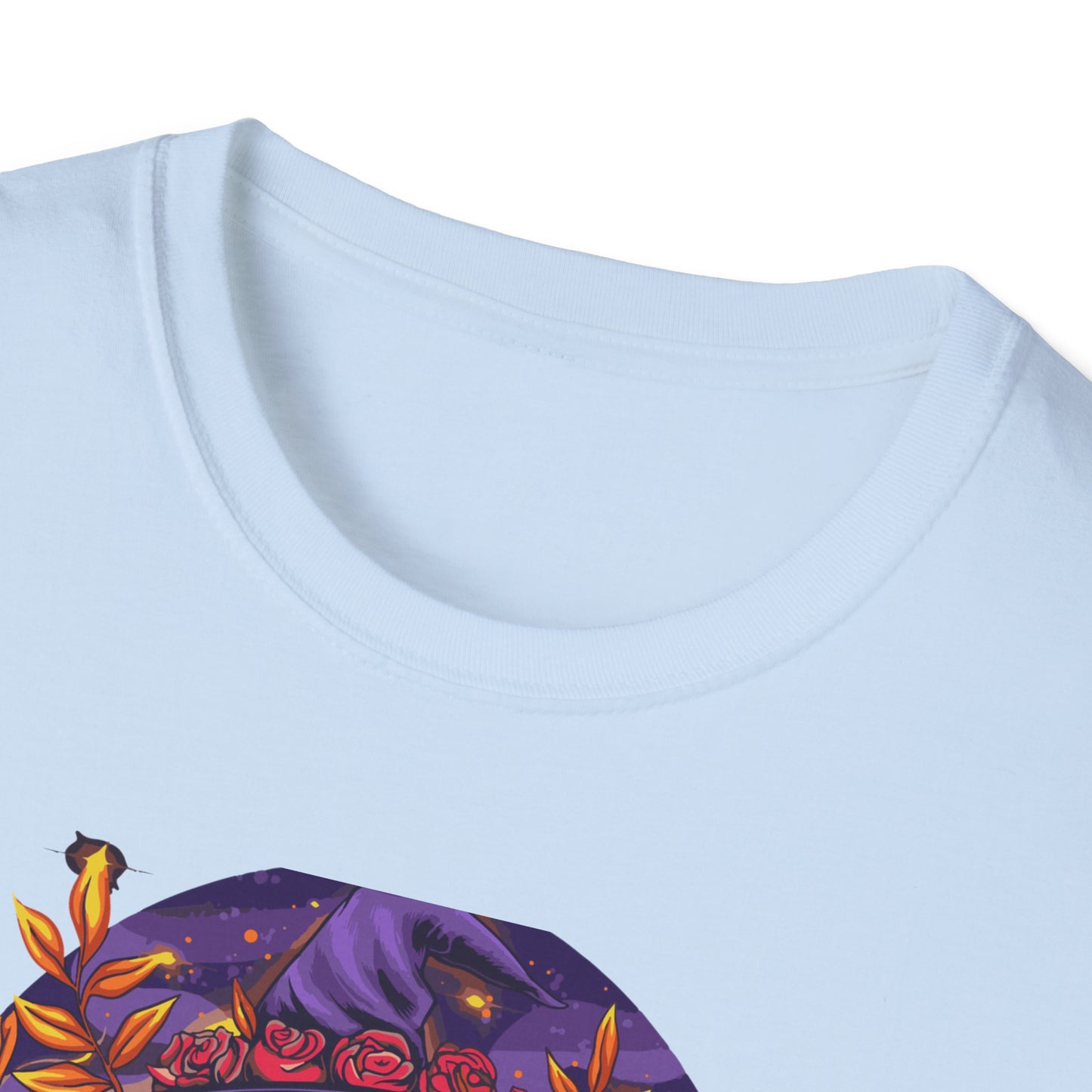 Enchanting Mystical Witch T-Shirt | Women's Fantasy Magic Tee with Cat, Crystal Ball & Roses | Awesome Gift