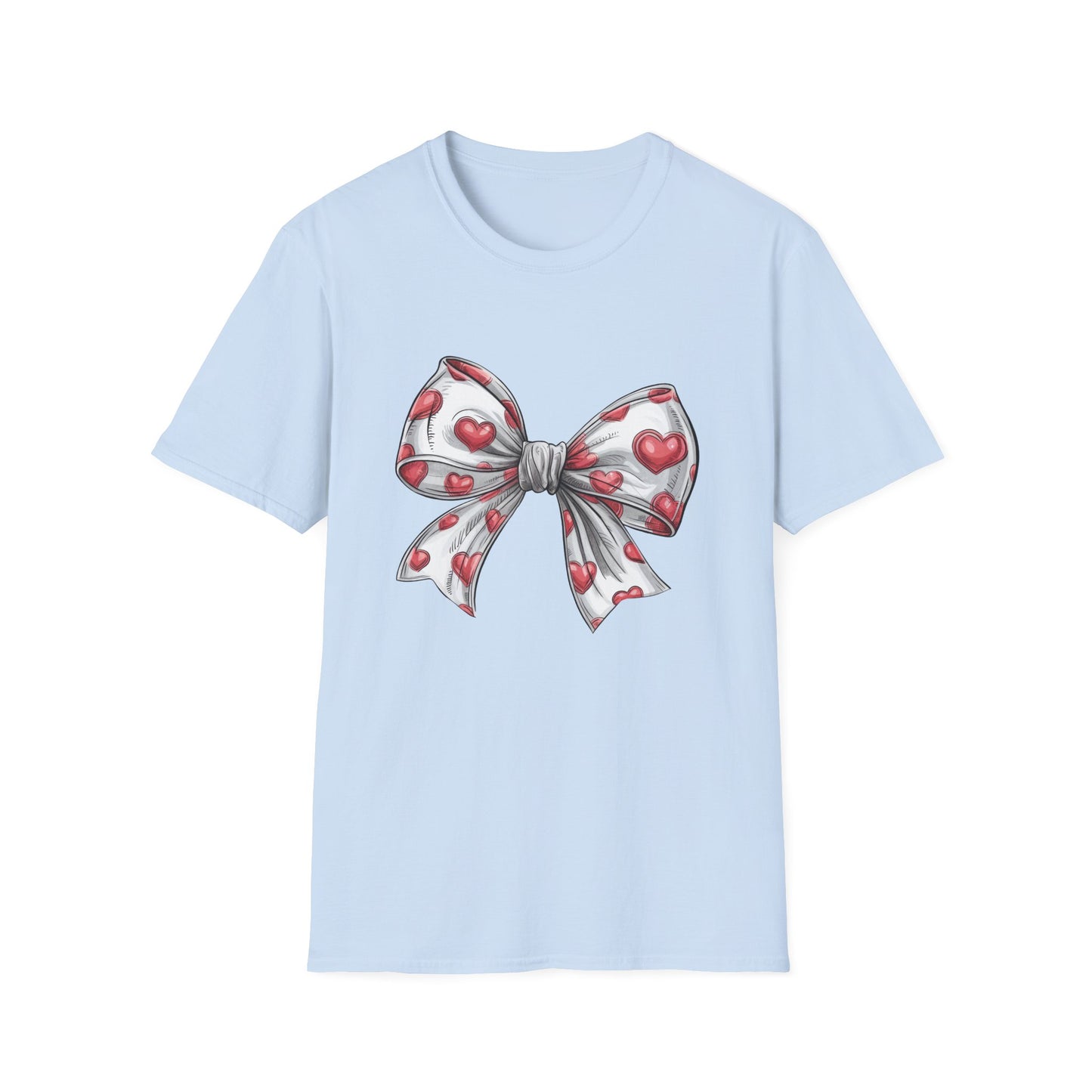 Charming Red Heart Bow T-Shirt - Sweet Valentine's Day & Love Graphic Tee for Women & Girls