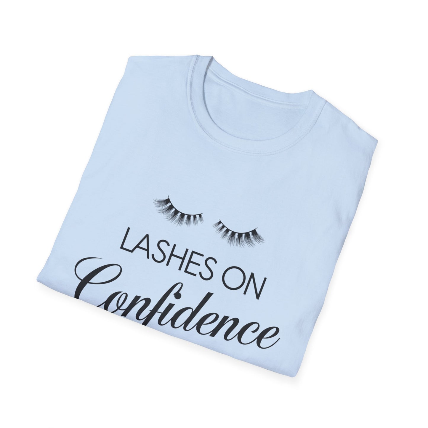 Empowering 'Lashes On Confidence Up' T-Shirt | Chic Lash Lover Tee for Women | Trendy Beauty Queen Gift