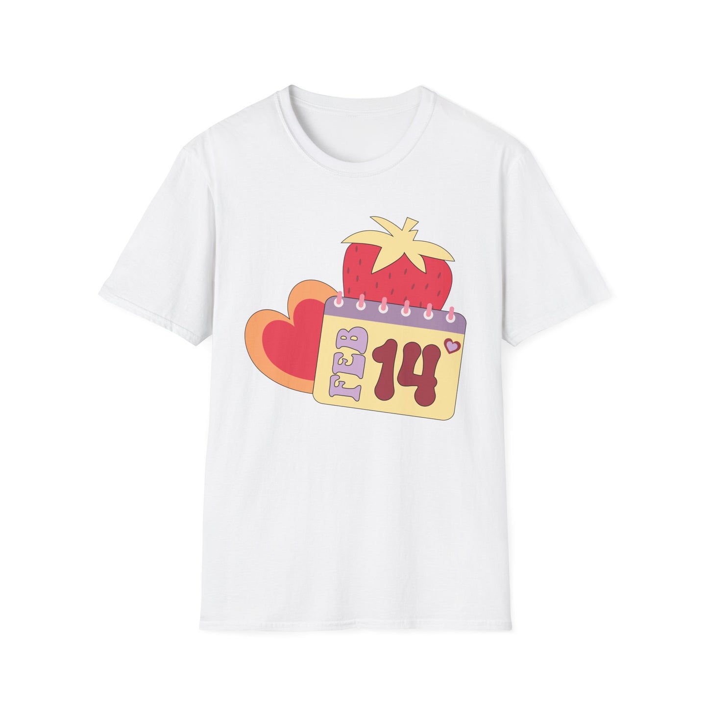 Sweet Valentine's Day T-Shirt: Adorable Feb 14th Strawberry Calendar Design - Perfect Love Gift Tee