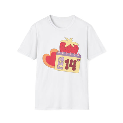 Sweet Valentine's Day T-Shirt: Adorable Feb 14th Strawberry Calendar Design - Perfect Love Gift Tee